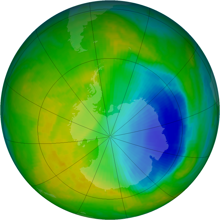 Antarctic ozone map for 14 November 2000